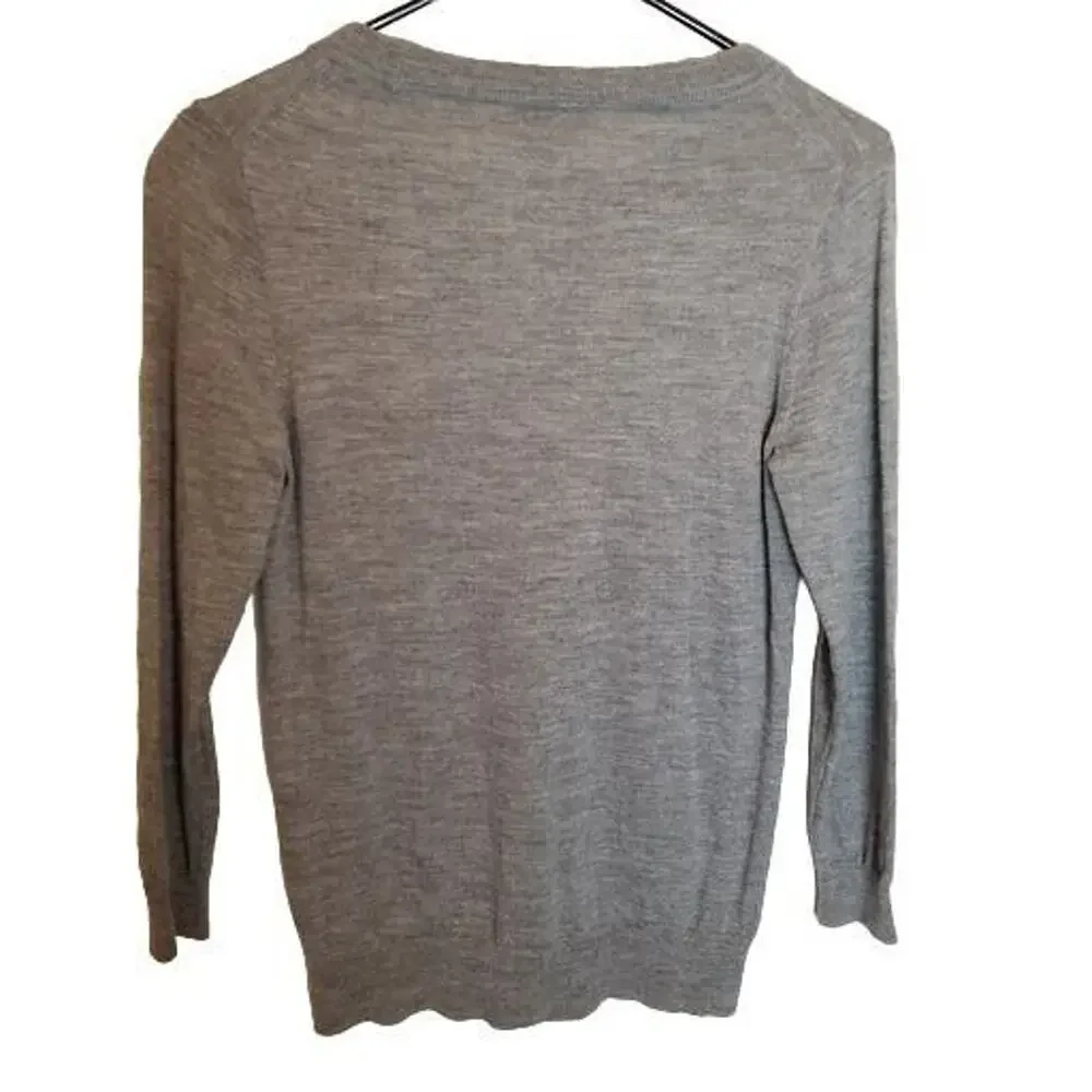 J. Crew Womens Merino Wool Pullover Sweater Sz S Minimalist Stretch Casual Gray